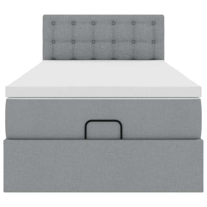 Cadre de lit ottoman et matelas gris clair 90x190 cm tissu - Photo n°5