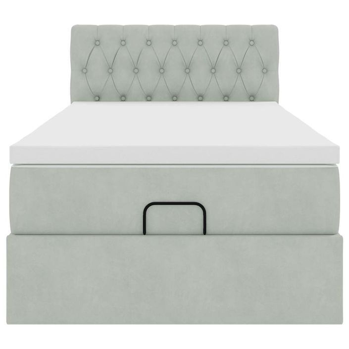 Cadre de lit ottoman et matelas gris clair 90x190 cm velours - Photo n°5