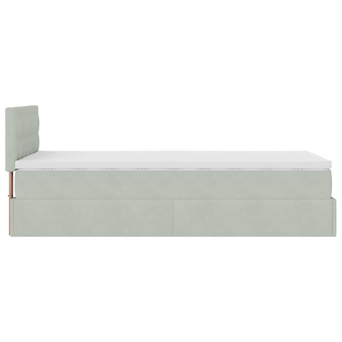 Cadre de lit ottoman et matelas gris clair 90x190 cm velours - Photo n°8