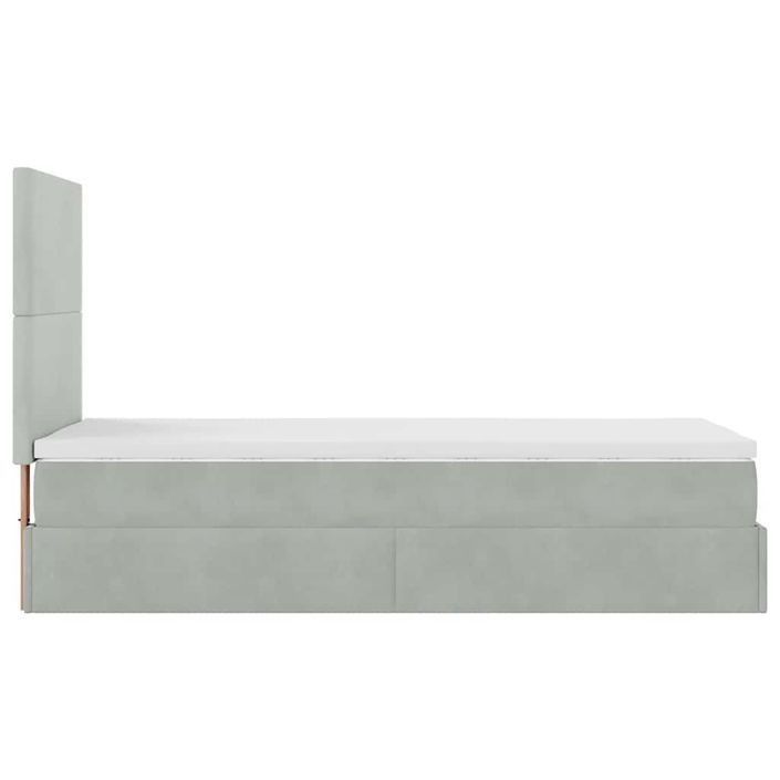 Cadre de lit ottoman et matelas gris clair 90x190 cm velours - Photo n°6