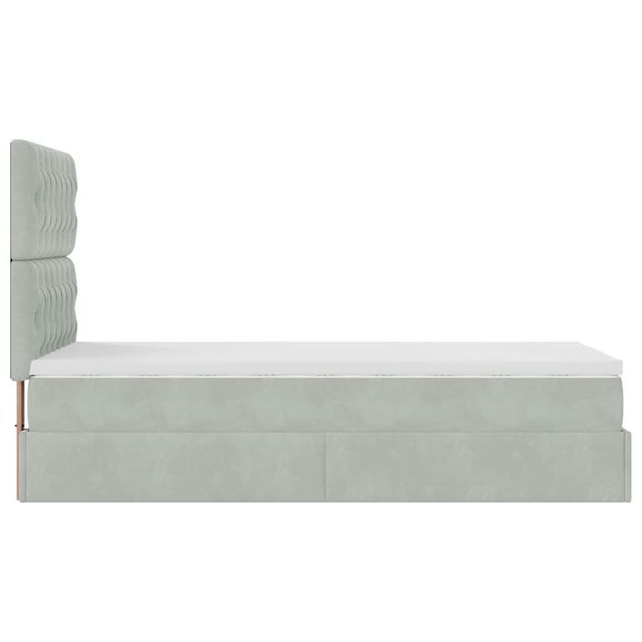 Cadre de lit ottoman et matelas gris clair 90x190 cm velours - Photo n°6