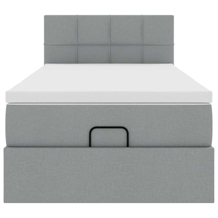 Cadre de lit ottoman et matelas gris clair 90x200 cm tissu - Photo n°5