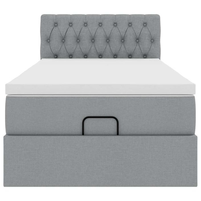 Cadre de lit ottoman et matelas gris clair 90x200 cm tissu - Photo n°5