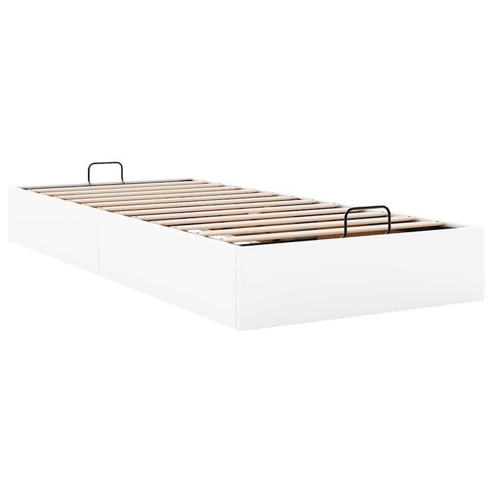 Cadre de lit ottoman sans matelas blanc 100x200 cm similicuir - Photo n°4