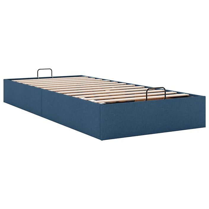 Cadre de lit ottoman sans matelas bleu 100x200 cm tissu - Photo n°4