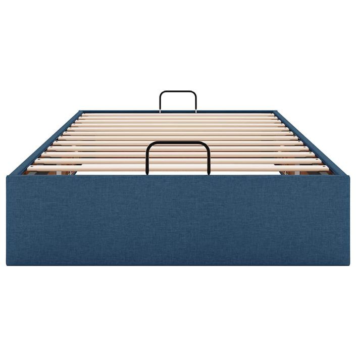 Cadre de lit ottoman sans matelas bleu 100x200 cm tissu - Photo n°5