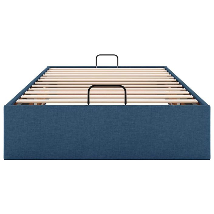 Cadre de lit ottoman sans matelas bleu 90x200 cm tissu - Photo n°5