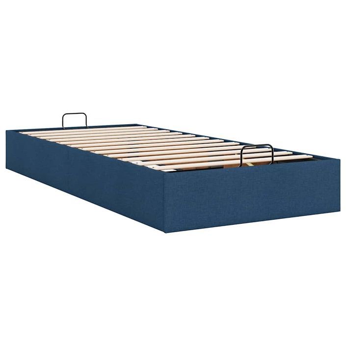 Cadre de lit ottoman sans matelas bleu 90x200 cm tissu - Photo n°7