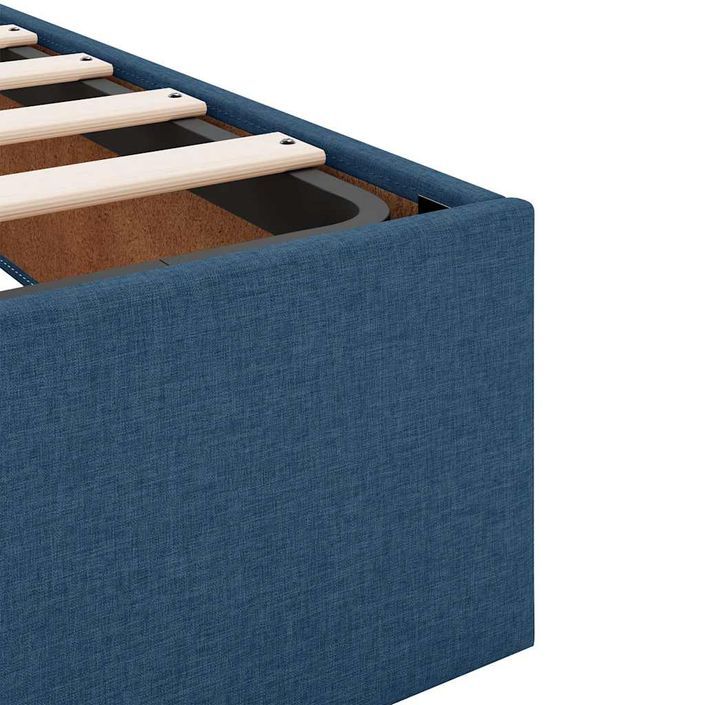 Cadre de lit ottoman sans matelas bleu 90x200 cm tissu - Photo n°9