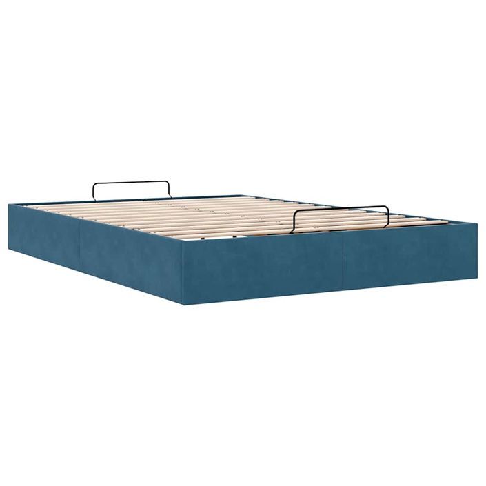 Cadre de lit ottoman sans matelas bleu foncé 140x190 cm velours - Photo n°4