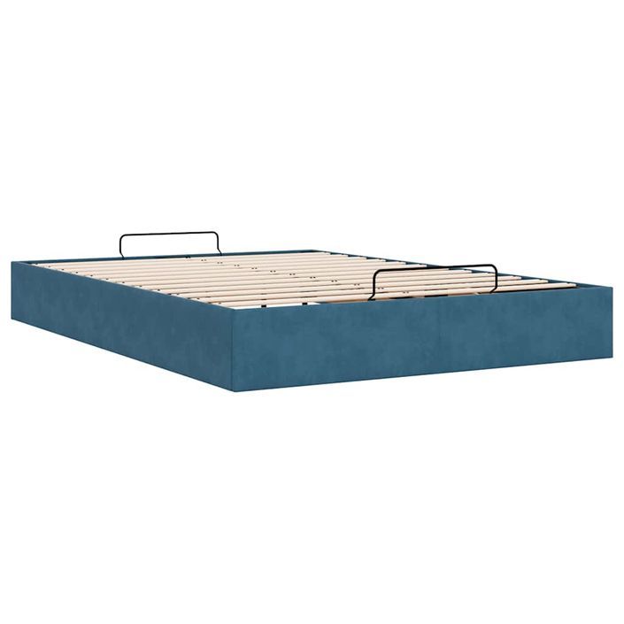 Cadre de lit ottoman sans matelas bleu foncé 140x190 cm velours - Photo n°7