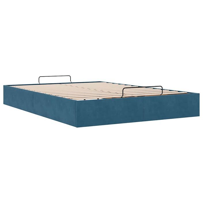 Cadre de lit ottoman sans matelas bleu foncé 140x200 cm velours - Photo n°4