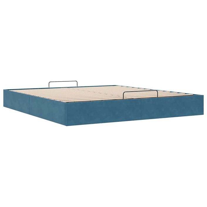 Cadre de lit ottoman sans matelas bleu foncé 160x200 cm velours - Photo n°4