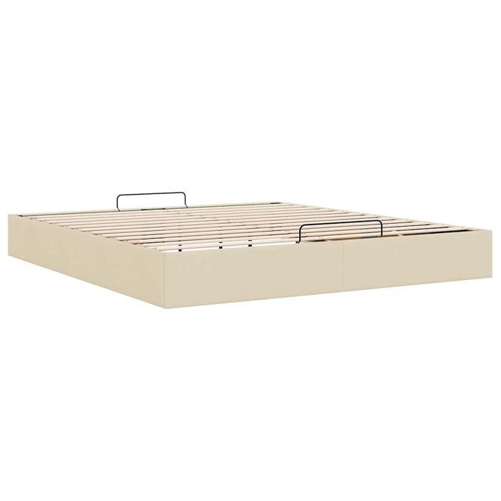 Cadre de lit ottoman sans matelas crème 160x200 cm tissu - Photo n°4