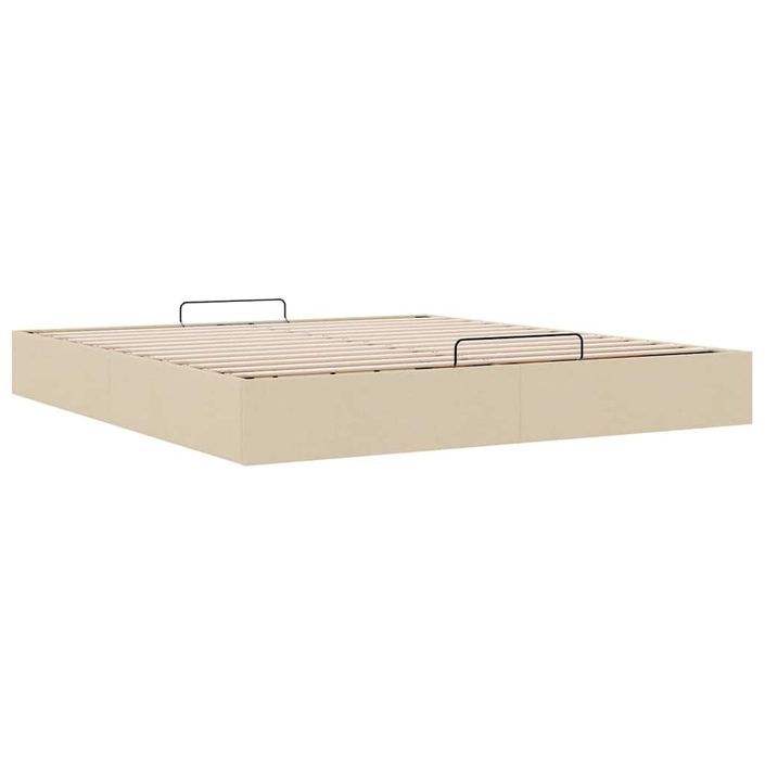 Cadre de lit ottoman sans matelas crème 160x200 cm tissu - Photo n°7