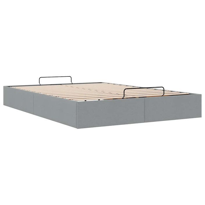 Cadre de lit ottoman sans matelas gris clair 140x200 cm tissu - Photo n°4