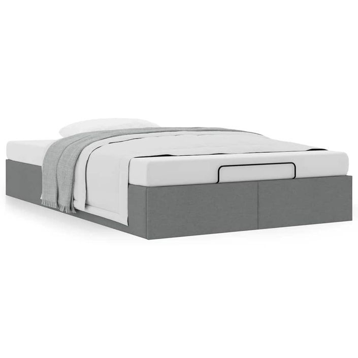 Cadre de lit ottoman sans matelas gris foncé 120x190 cm tissu - Photo n°2