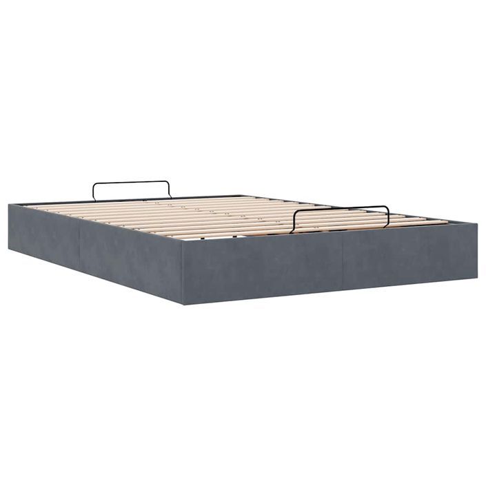 Cadre de lit ottoman sans matelas gris foncé 140x190 cm velours - Photo n°4