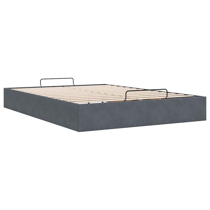 Cadre de lit ottoman sans matelas gris foncé 140x190 cm velours - Photo n°7