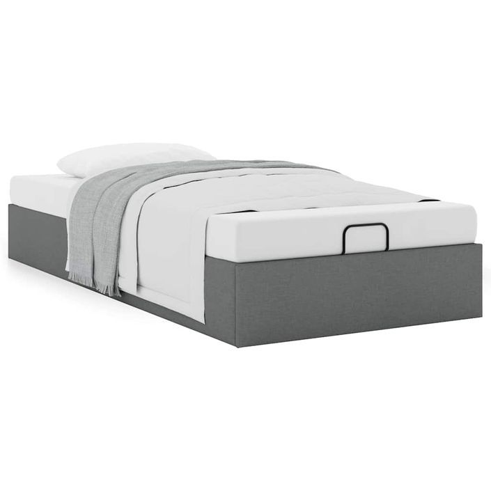 Cadre de lit ottoman sans matelas gris foncé 80x200 cm tissu - Photo n°2