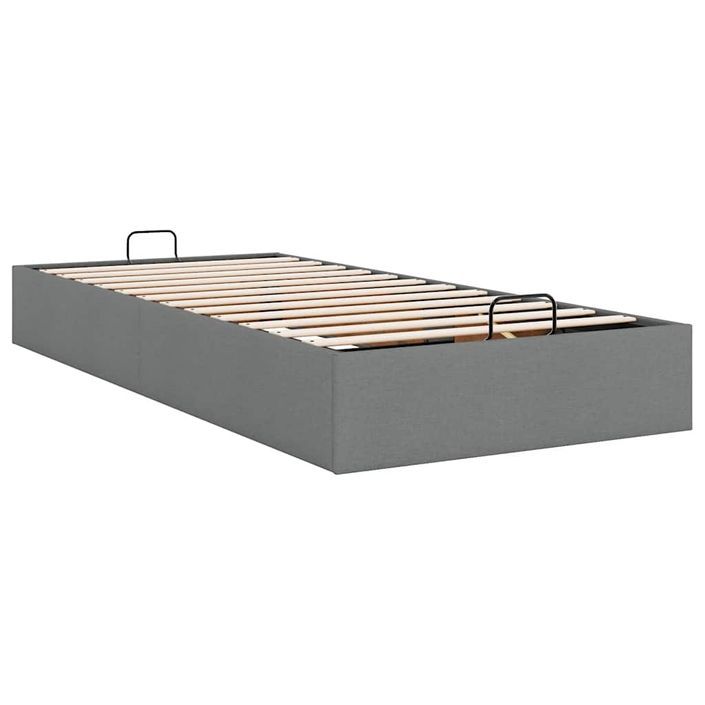 Cadre de lit ottoman sans matelas gris foncé 90x190 cm tissu - Photo n°7