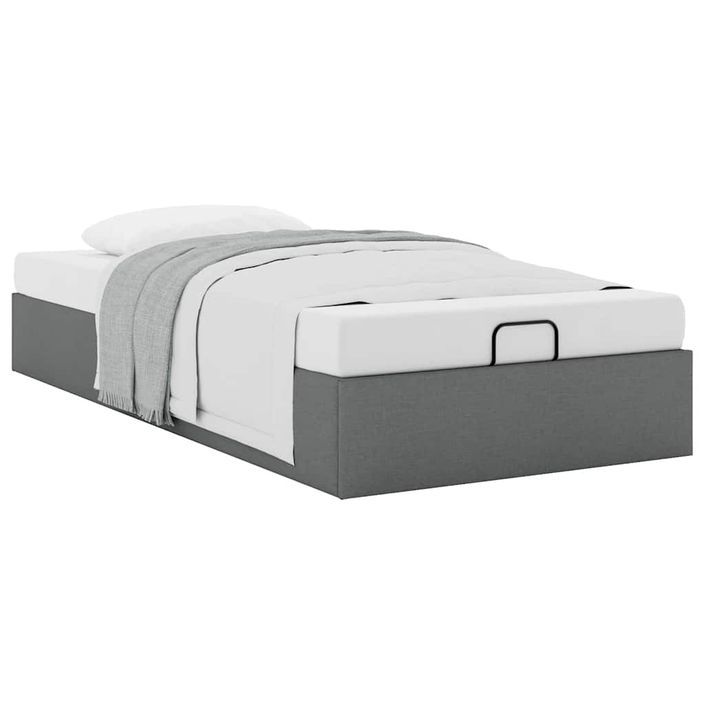 Cadre de lit ottoman sans matelas gris foncé 90x200 cm tissu - Photo n°3