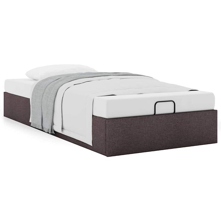 Cadre de lit ottoman sans matelas marron foncé 100x200 cm tissu - Photo n°2