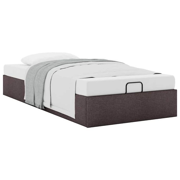 Cadre de lit ottoman sans matelas marron foncé 100x200 cm tissu - Photo n°3