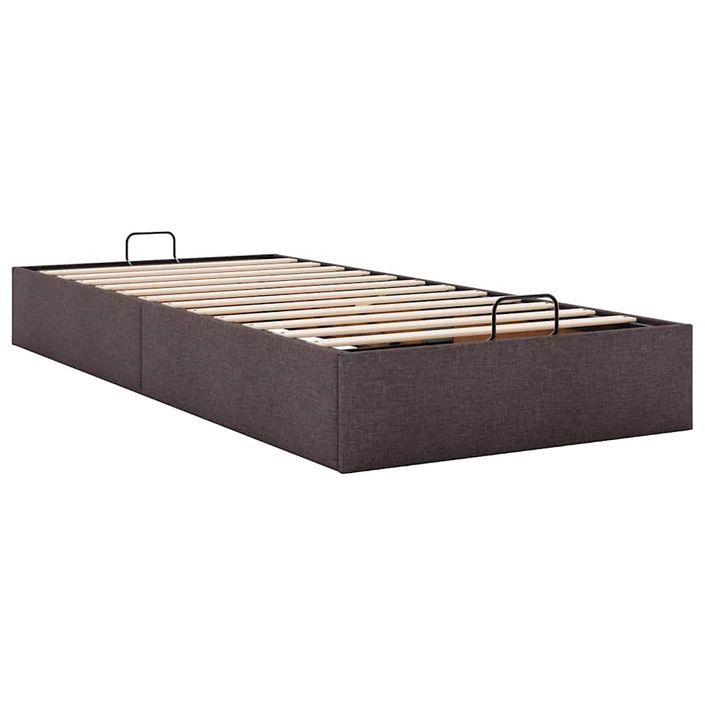 Cadre de lit ottoman sans matelas marron foncé 100x200 cm tissu - Photo n°4