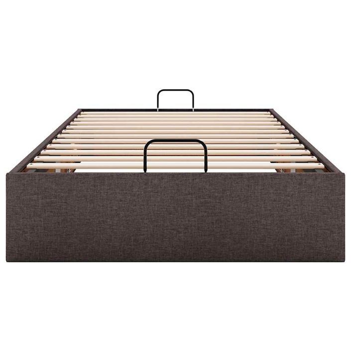 Cadre de lit ottoman sans matelas marron foncé 100x200 cm tissu - Photo n°5