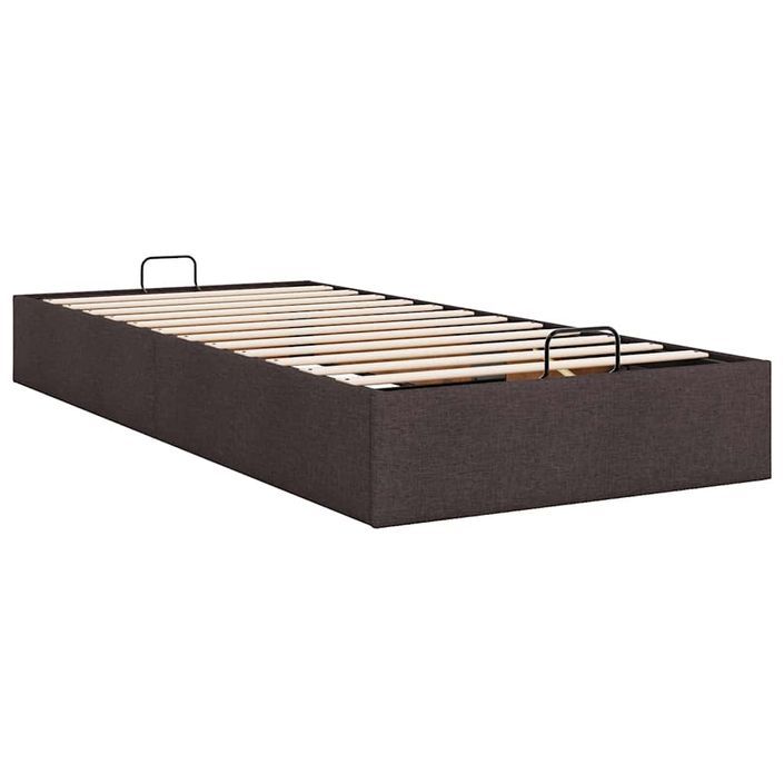 Cadre de lit ottoman sans matelas marron foncé 100x200 cm tissu - Photo n°7