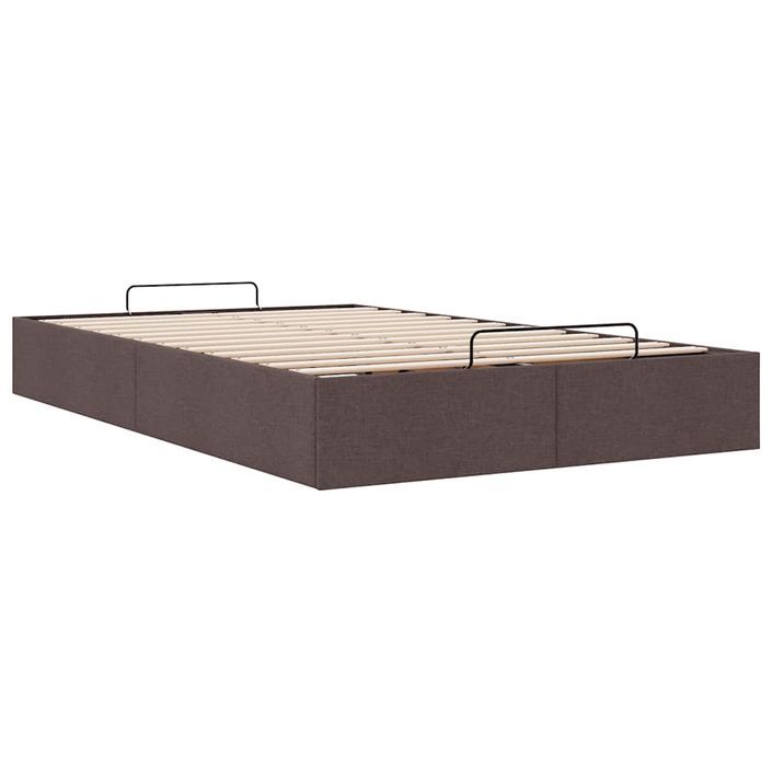 Cadre de lit ottoman sans matelas marron foncé 120x200 cm tissu - Photo n°4