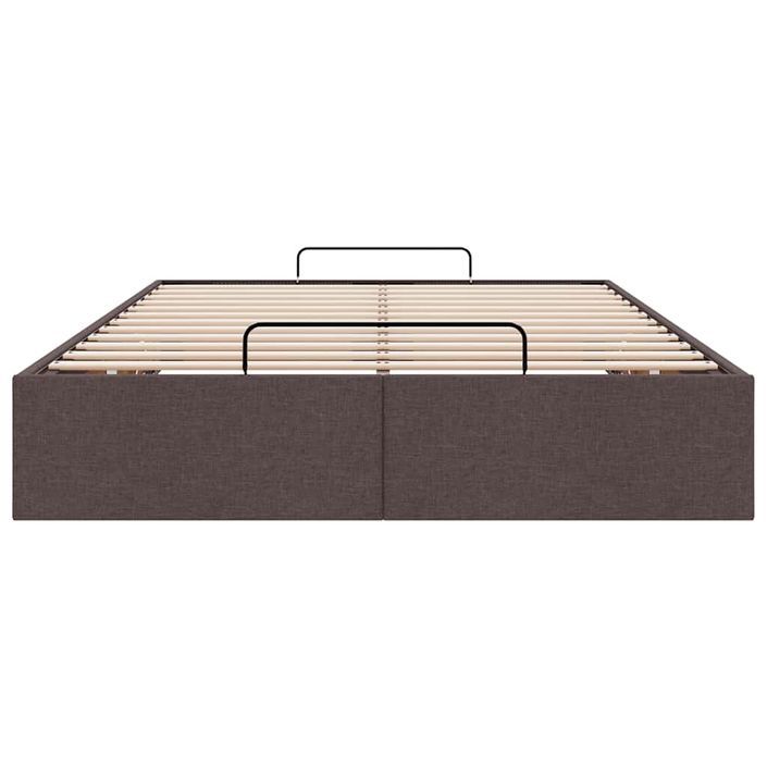 Cadre de lit ottoman sans matelas marron foncé 120x200 cm tissu - Photo n°5