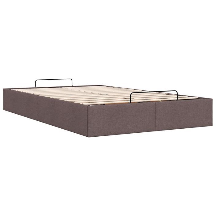 Cadre de lit ottoman sans matelas marron foncé 120x200 cm tissu - Photo n°7