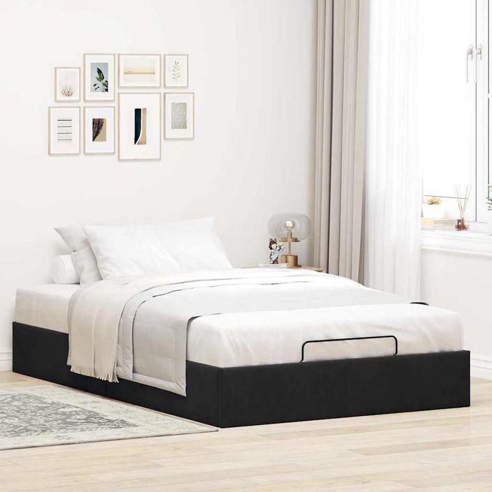 Cadre de lit ottoman sans matelas noir 120x200 cm velours - Photo n°3