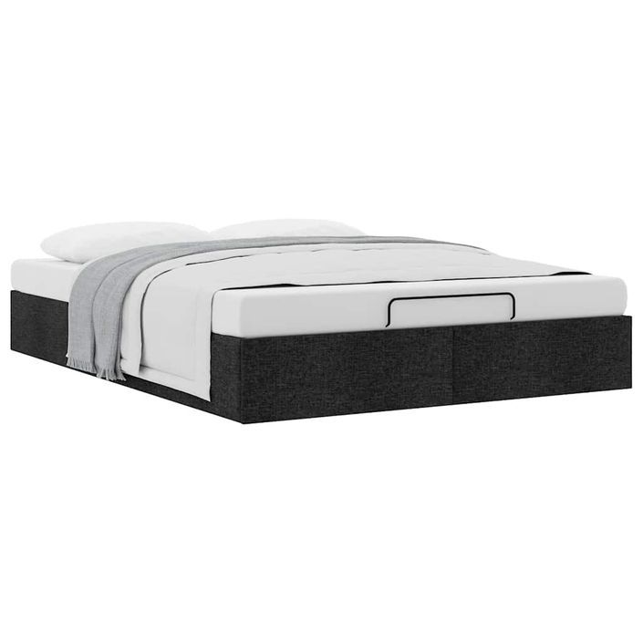 Cadre de lit ottoman sans matelas noir 140x190 cm tissu - Photo n°3