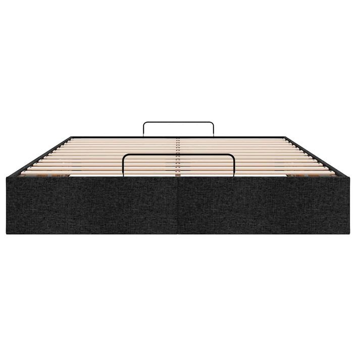 Cadre de lit ottoman sans matelas noir 140x190 cm tissu - Photo n°5