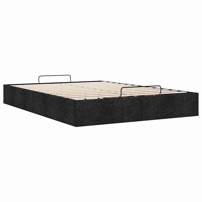 Cadre de lit ottoman sans matelas noir 140x190 cm tissu - Photo n°7