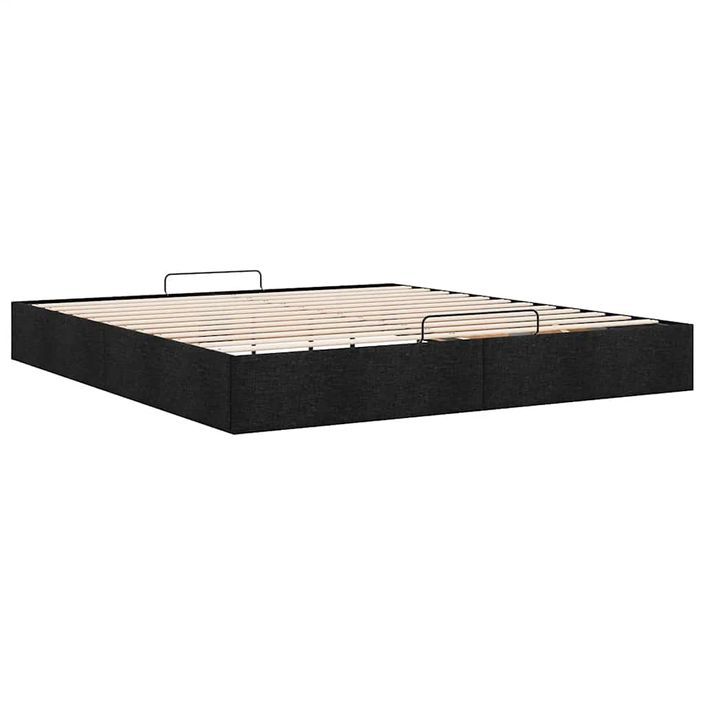 Cadre de lit ottoman sans matelas noir 200x200 cm tissu - Photo n°7