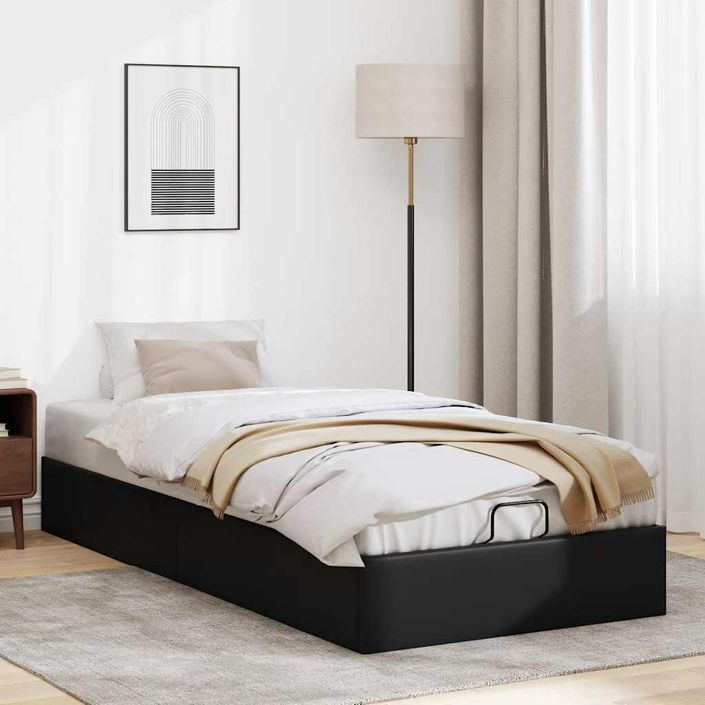 Cadre de lit ottoman sans matelas noir 90x200 cm similicuir - Photo n°1