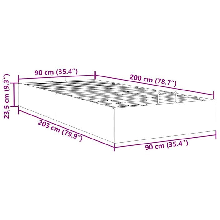 Cadre de lit ottoman sans matelas noir 90x200 cm similicuir - Photo n°11