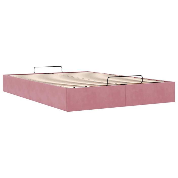 Cadre de lit ottoman sans matelas rose 140x190 cm velours - Photo n°4