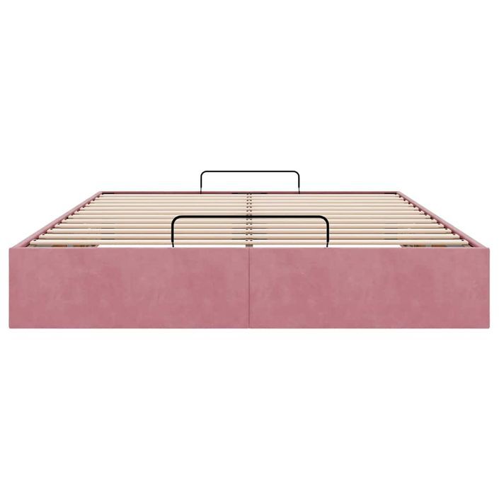 Cadre de lit ottoman sans matelas rose 140x190 cm velours - Photo n°5