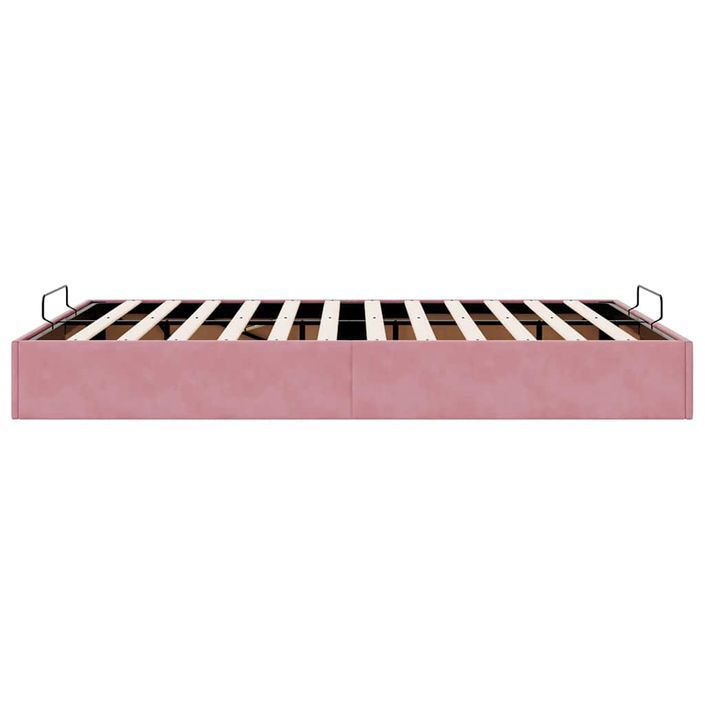 Cadre de lit ottoman sans matelas rose 140x190 cm velours - Photo n°6