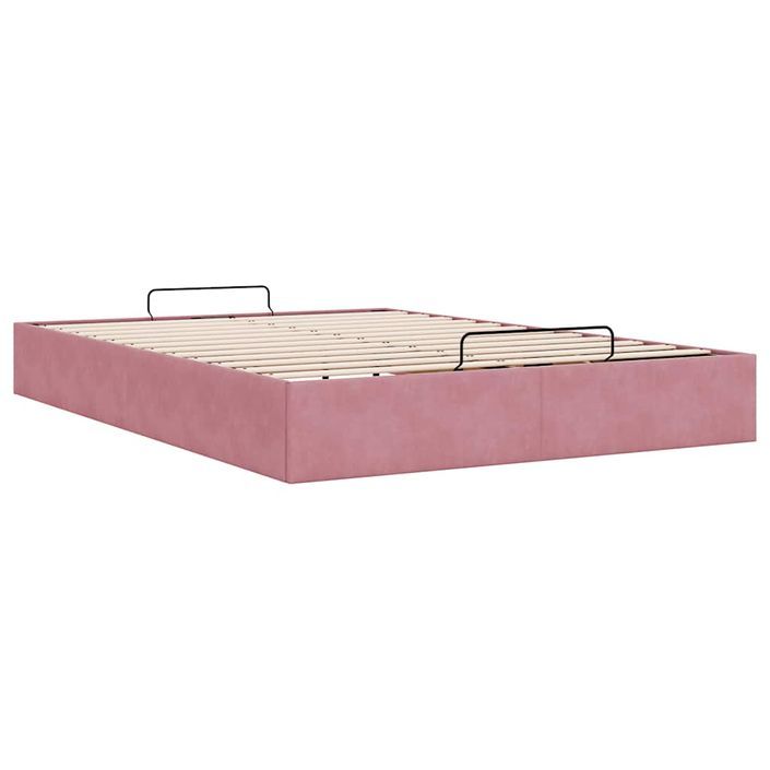 Cadre de lit ottoman sans matelas rose 140x190 cm velours - Photo n°7