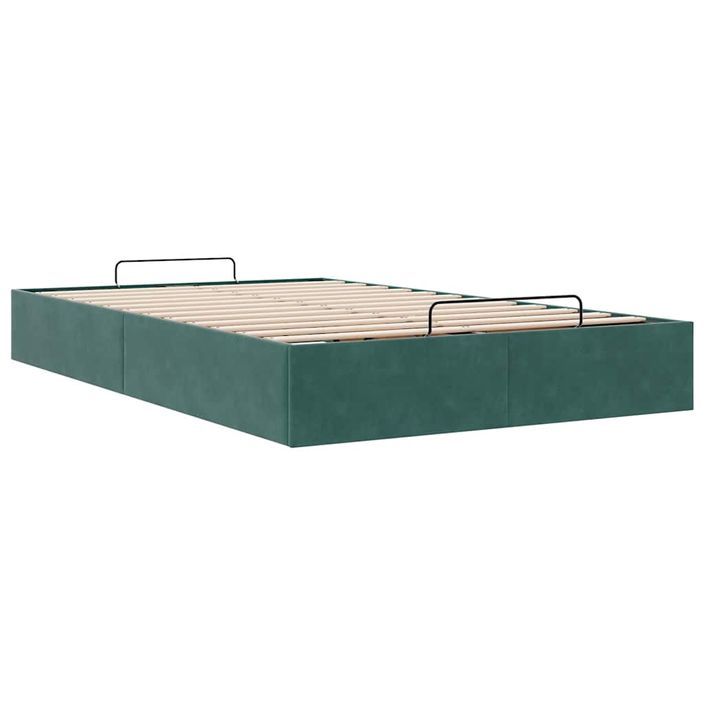 Cadre de lit ottoman sans matelas vert foncé 120x200 cm velours - Photo n°4