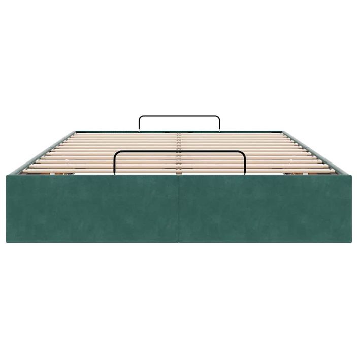 Cadre de lit ottoman sans matelas vert foncé 120x200 cm velours - Photo n°5