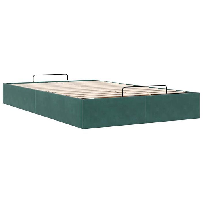 Cadre de lit ottoman sans matelas vert foncé 120x200 cm velours - Photo n°7