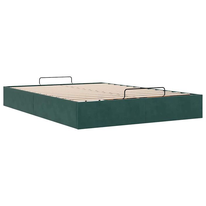 Cadre de lit ottoman sans matelas vert foncé 140x200 cm velours - Photo n°4