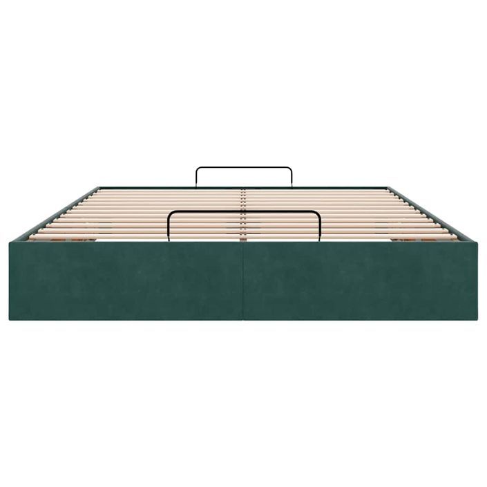 Cadre de lit ottoman sans matelas vert foncé 140x200 cm velours - Photo n°5